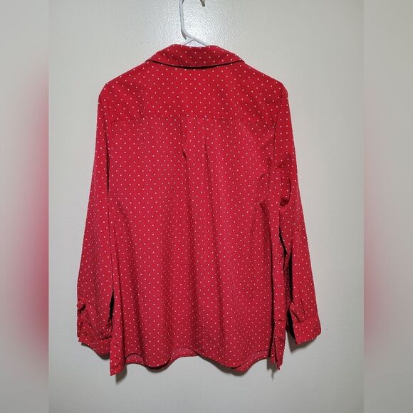 Notations Red Button Down Shirt with White Dots 2X - Picture 2 of 4